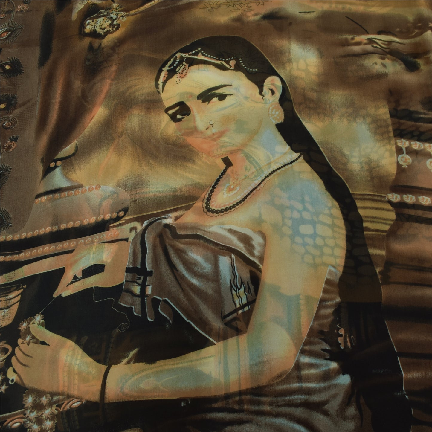 Sanskriti Vintage Sarees Brown Women Digital Printed Georgette Sari Craft Sustainable Fabric