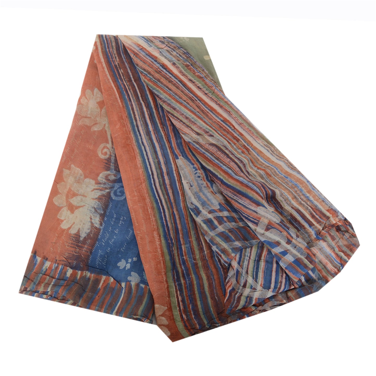 Sanskriti Vintage Sari 100% Pure Georgette Silk Multicolor Printed Saree 5Yd Craft Fabric Home Decor, Women Floral Outfit, Silk Scrap
