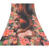 Sanskriti Vintage Sarees Black Digital Printed Georgette Sari Soft Craft Sustainable Fabric