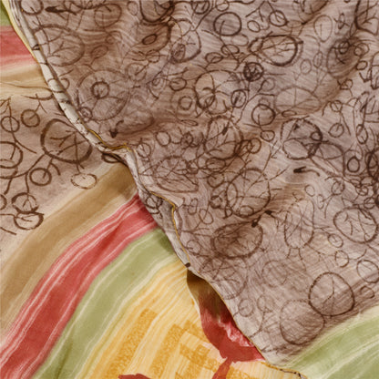 Sanskriti Vintage Sarier i grå blanding med georgette-tryk, 5 m blødt og bæredygtigt håndværksstof