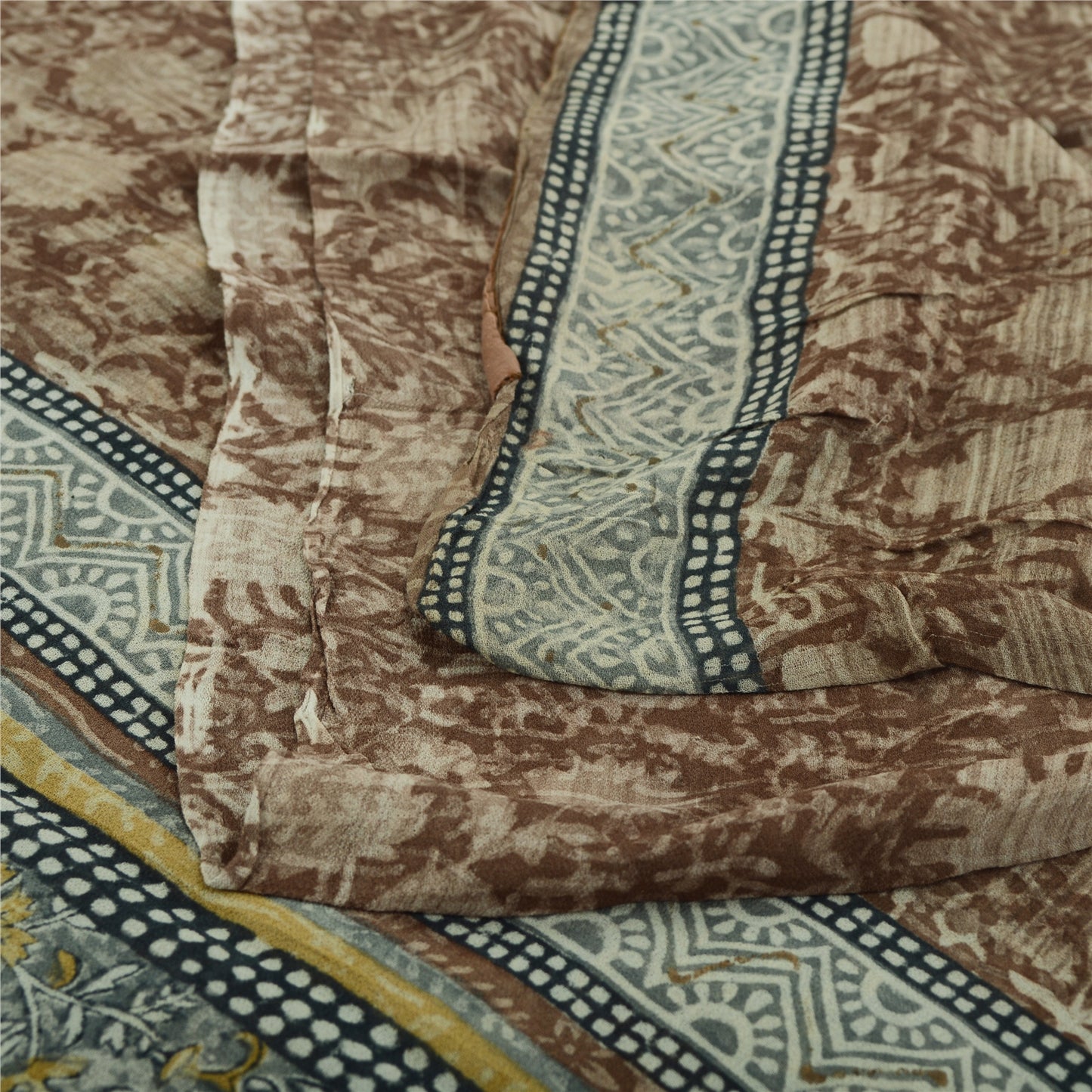 Sanskriti Vintage Sari Blend Georgette Indian Multicolor Printed Saree 5 Yd Craft Fabric Home Decor, Women Floral Outfit, Silk Scrap