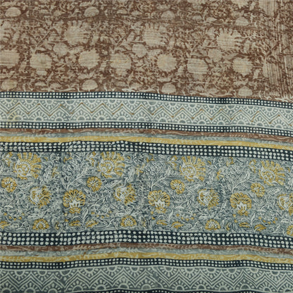 Sanskriti Vintage Sari Blend Georgette Indian Multicolor Printed Saree 5 Yd Craft Fabric Home Decor, Women Floral Outfit, Silk Scrap