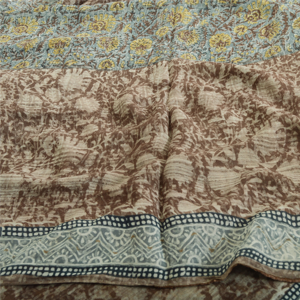 Sanskriti Vintage Sari Blend Georgette Indian Multicolor Printed Saree 5 Yd Craft Fabric Home Decor, Women Floral Outfit, Silk Scrap