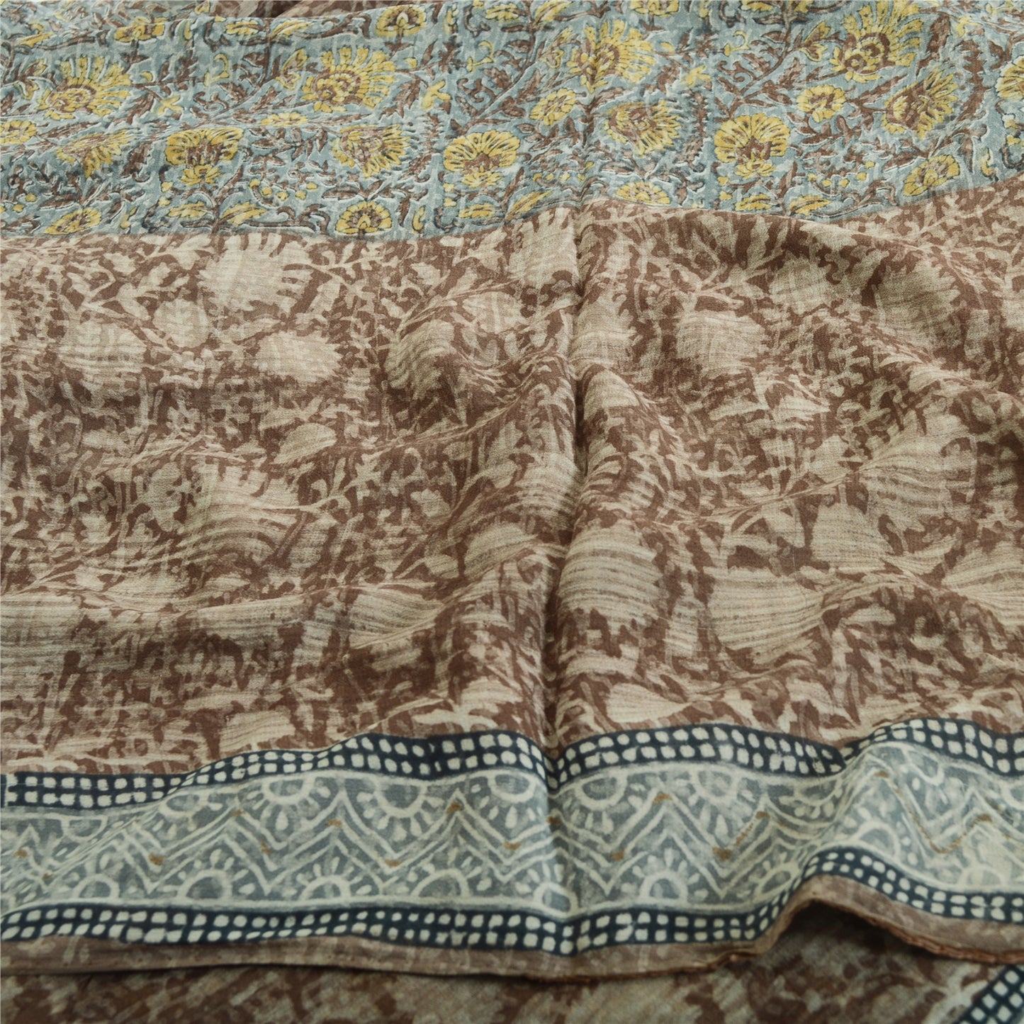 Sanskriti Vintage Sari Blend Georgette Indian Multicolor Printed Saree 5 Yd Craft Fabric Home Decor, Women Floral Outfit, Silk Scrap