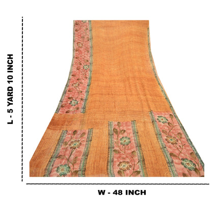 Sanskriti vintage sarier fra Indien brun blanding af geometriske print sari håndværk i bæredygtigt stof