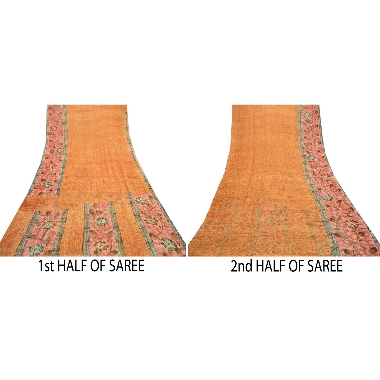 Sanskriti vintage sarier fra Indien brun blanding af geometriske print sari håndværk i bæredygtigt stof