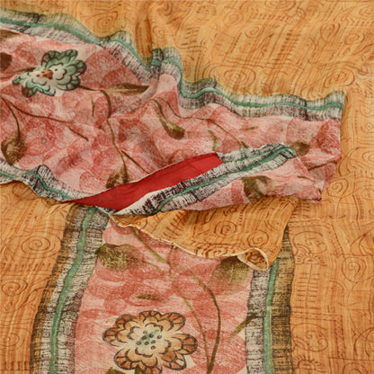 Sanskriti vintage sarier fra Indien brun blanding af geometriske print sari håndværk i bæredygtigt stof