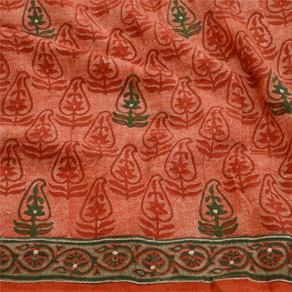 Sanskriti Vintage Sarees Red Embroidered Pure Geogette Silk Printed Sari Sustainable Fabric