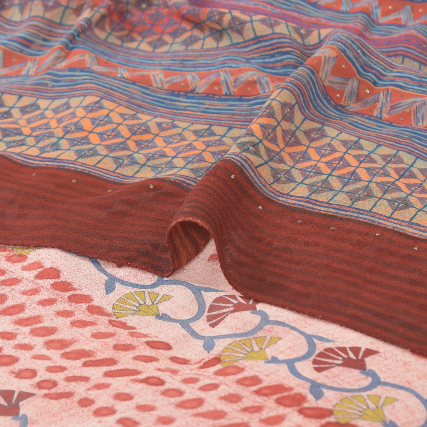 Sanskriti Vintage Sari 100% Pure Georgette Silk Sarees Pink Sarees 5yd Craft Fabric upholstery fabric