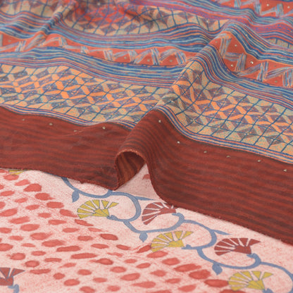 Sanskriti Vintage Sari 100% Pure Georgette Silk Sarees Pink Sarees 5yd Craft Fabric upholstery fabric