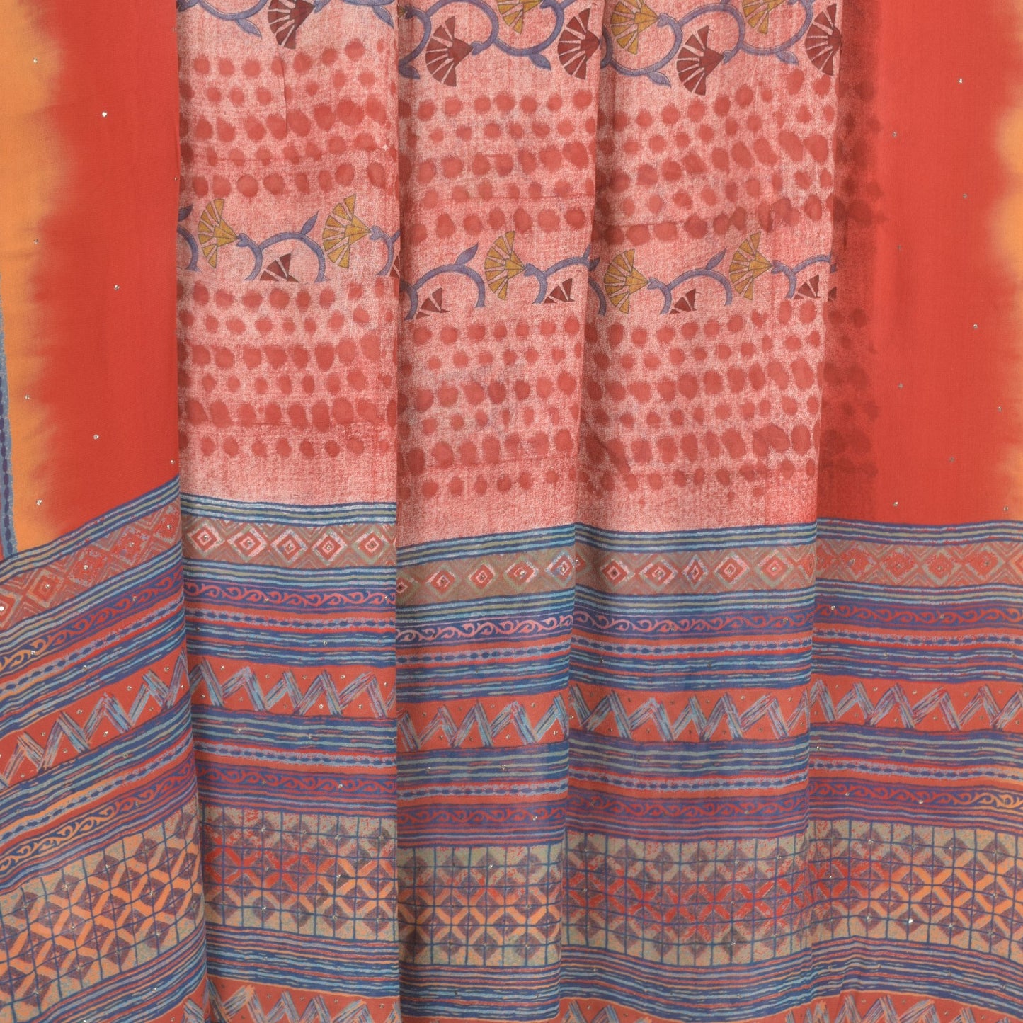 Sanskriti Vintage Sari 100% Pure Georgette Silk Sarees Pink Sarees 5yd Craft Fabric upholstery fabric