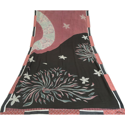 Sanskriti Vintage 100% Pure Georgette Silk Multicolour Printed Sarees 5 yd Craft Fabric upholstery fabric