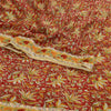 Sanskriti Vintage Sarees Red Blend Geogette Printed Patch Work Sari Craft Sustainable Fabric