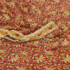 Sanskriti Vintage Sarees Red Blend Geogette Printed Patch Work Sari Craft Sustainable Fabric