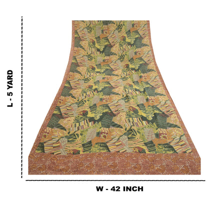 Sanskriti Vintage Sarees Multi From India Pure Geogette Silk Printed Sari Sustainable Fabric