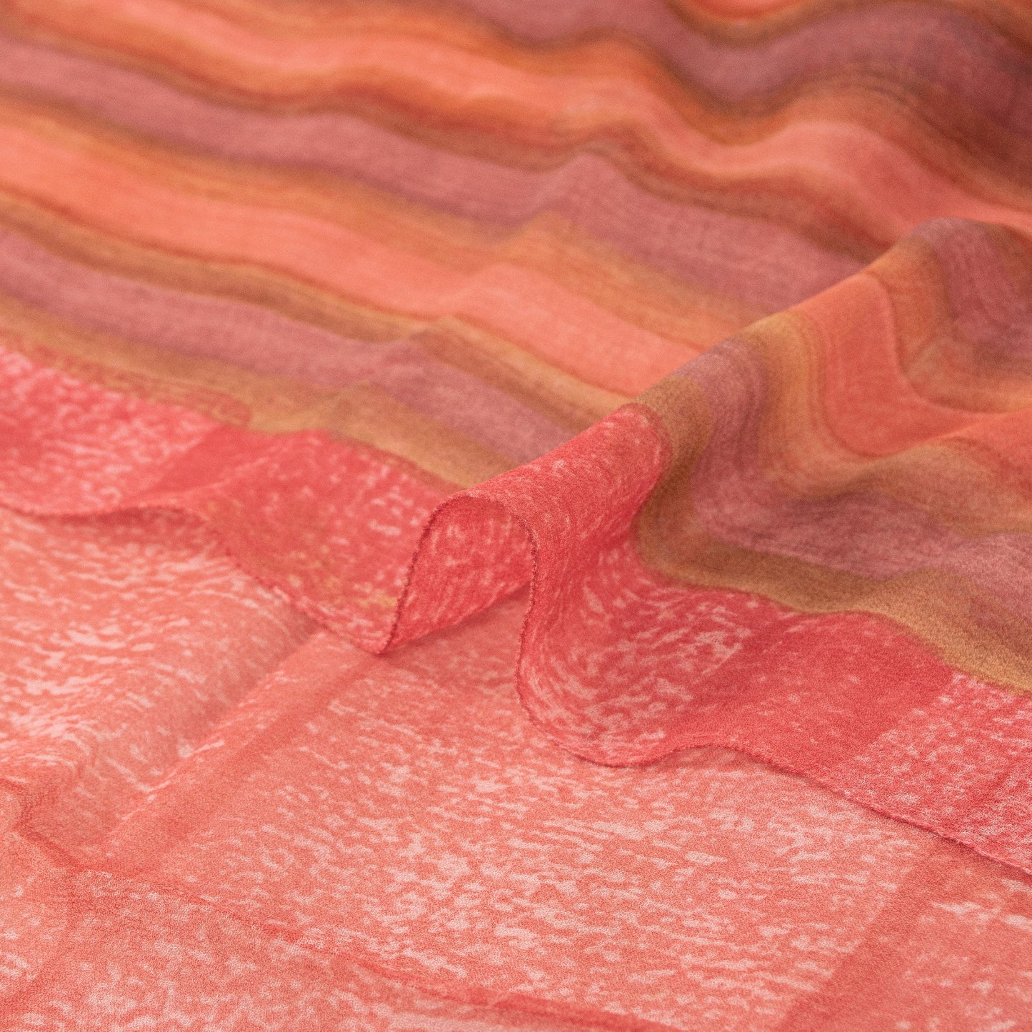 Sanskriti Vintage Sarees Pink Pure Georgette Floral Print 5Yd Sari DIY Projects