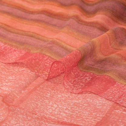 Sanskriti Vintage Sarees Pink Pure Georgette Floral Print 5Yd Sari DIY Projects