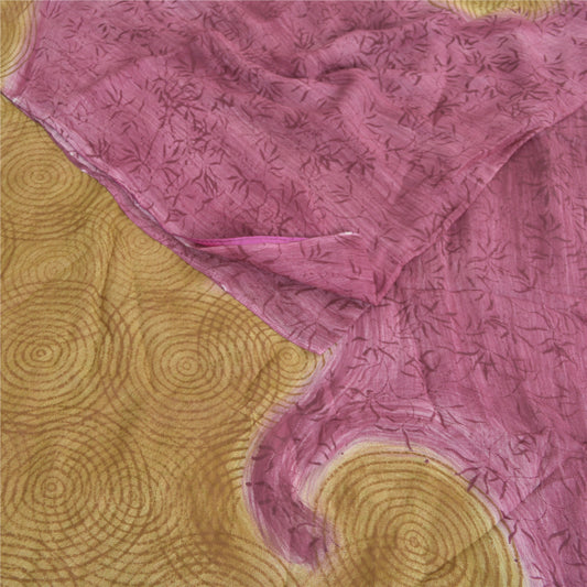 Sanskriti Vintage 100% Pure Georgette Silk Purple Printed Sarees 5 Yd Soft Craft FabricSewing Patchwork Home Decor, Bag Making, Quilts Etc
