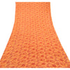 Sanskriti Vintage Sari Blend Georgette Saffron Printed Sarees 5Yd Craft Fabric Create-Floral Dresses, Kaftans, Skirts, Tops