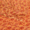 Sanskriti Vintage Sari Blend Georgette Saffron Printed Sarees 5Yd Craft Fabric Create-Floral Dresses, Kaftans, Skirts, Tops