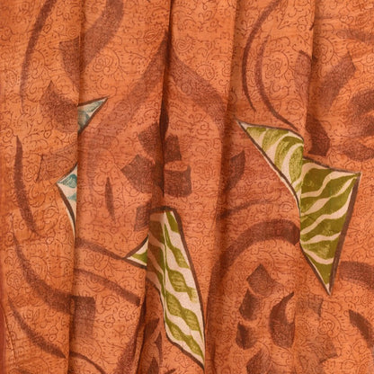 Sanskriti Vintage Sarees Peach Blend Georgette Printed Sari Floral Craft Sustainable Fabric