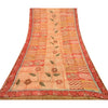 Sanskriti Vintage Sarees Hand Beaded Green Blend Georgette Printed Sari Sustainable Fabric