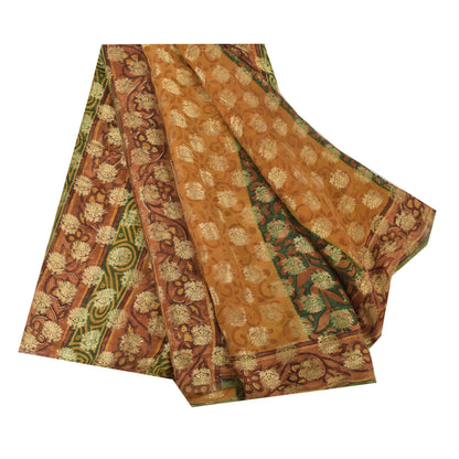 Sanskriti Vintage 100% Pure Georgette Silk Multicolor Woven Prined 5 Yd Craft FabricSewing Patchwork Home Decor, Bag Making, Quilts Etc