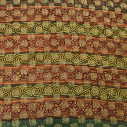 Sanskriti Vintage 100% Pure Georgette Silk Multicolor Woven Prined 5 Yd Craft FabricSewing Patchwork Home Decor, Bag Making, Quilts Etc