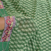Sanskriti Vintage Sarees Green Pure Georgette Silk Printed Sari 5yd Craft Sustainable Fabric