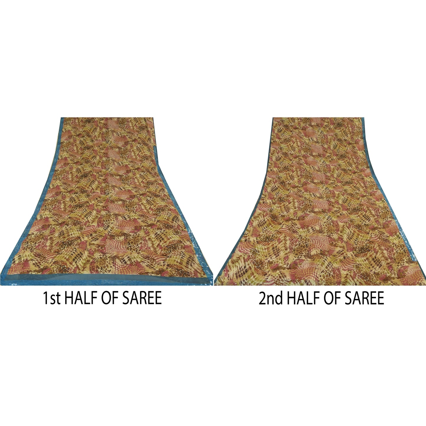 Sanskriti Vintage 100% Pure Georgette Silk Multicolor Printed Sarees 5Yd Craft Fabric Home Decor, Women Floral Outfit, Silk Scrap