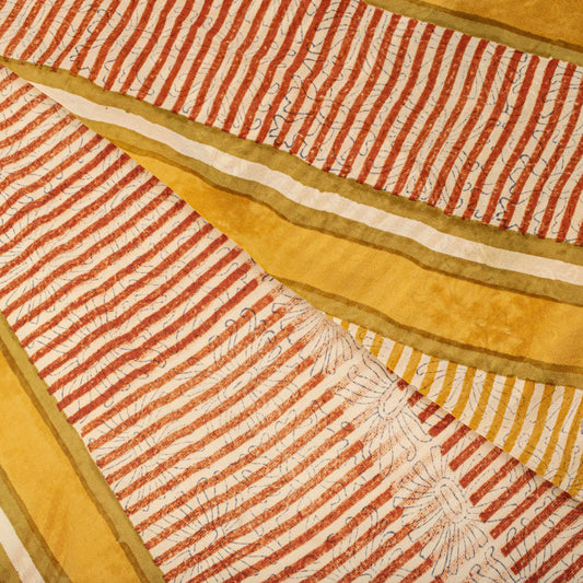 Sanskriti Vintage Saree Multicolor Pure Georgette Silk Floral Print Sari Fabric