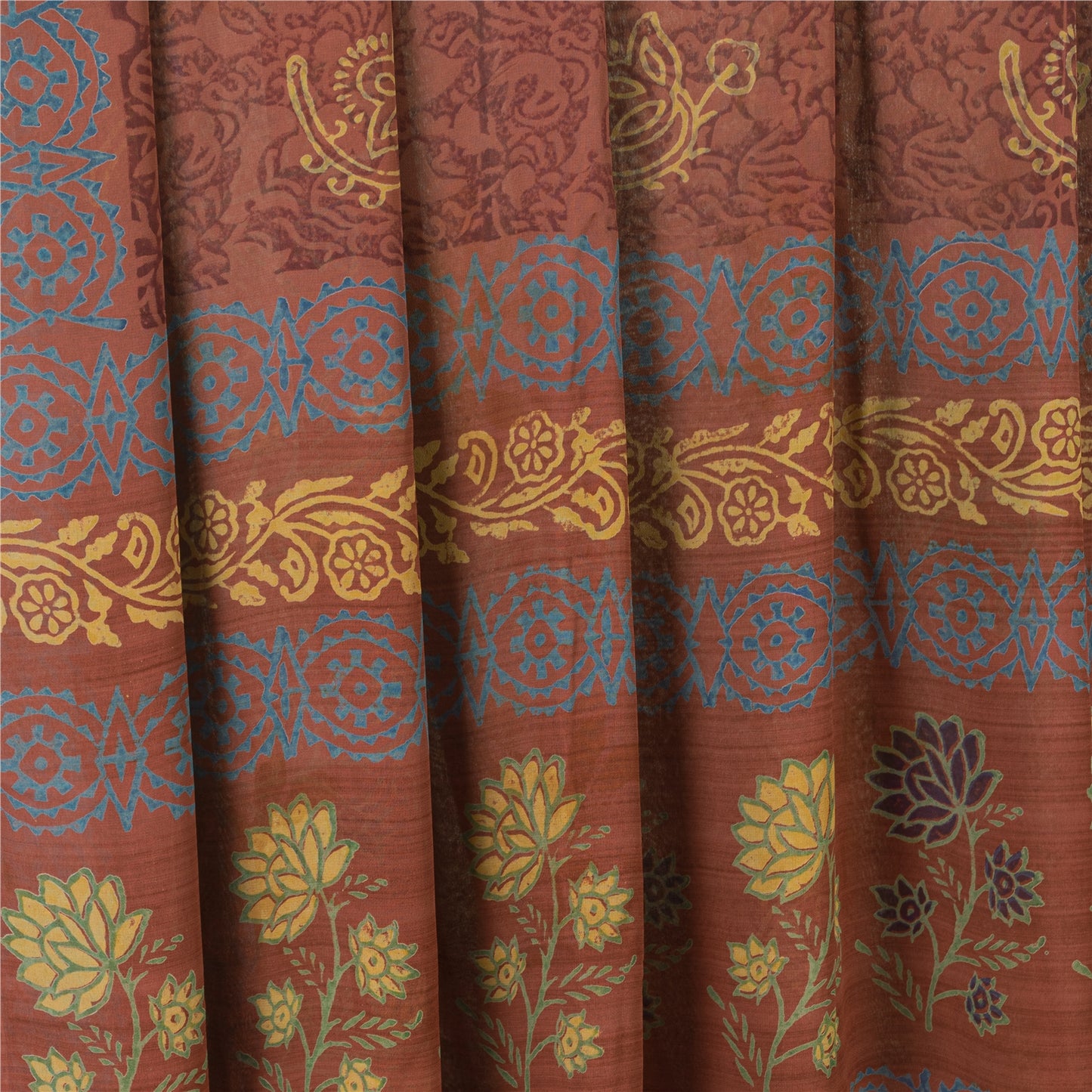 Sanskriti Vintage Sarees Dusty Pink Pure Georgette Silk Print Sari Craft Sustainable Fabric