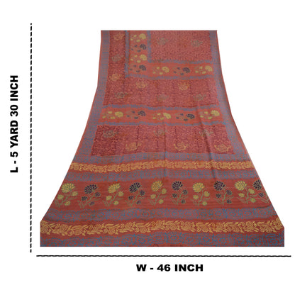 Sanskriti Vintage Sarees Dusty Pink Pure Georgette Silk Print Sari Craft Sustainable Fabric