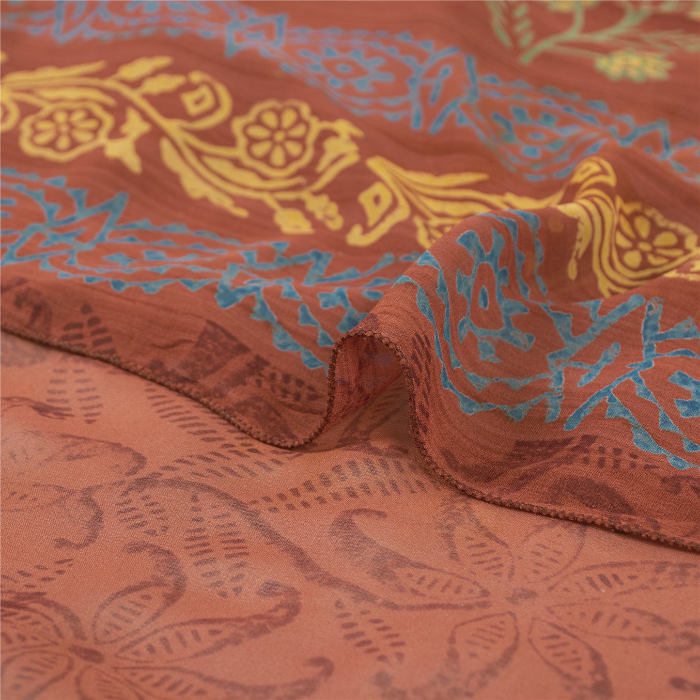 Sanskriti Vintage Sarees Dusty Pink Pure Georgette Silk Print Sari Craft Sustainable Fabric