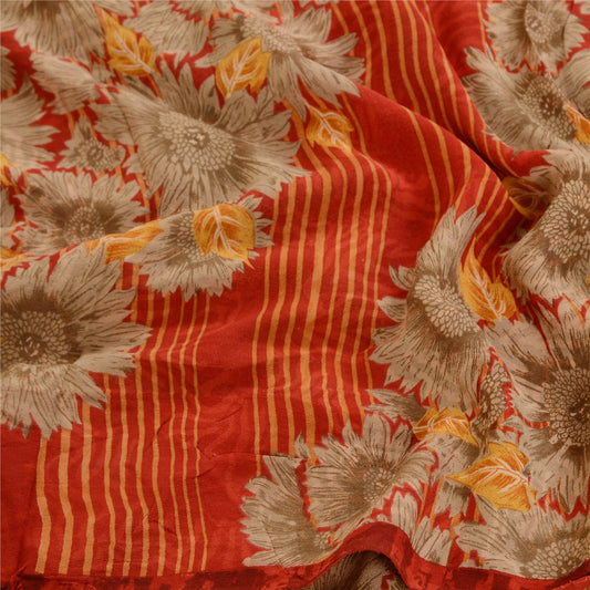 Sanskriti Vintage Sarees Indisk Rød Ren Georgette Silke Trykt Sari Håndværk Bæredygtigt Stoff