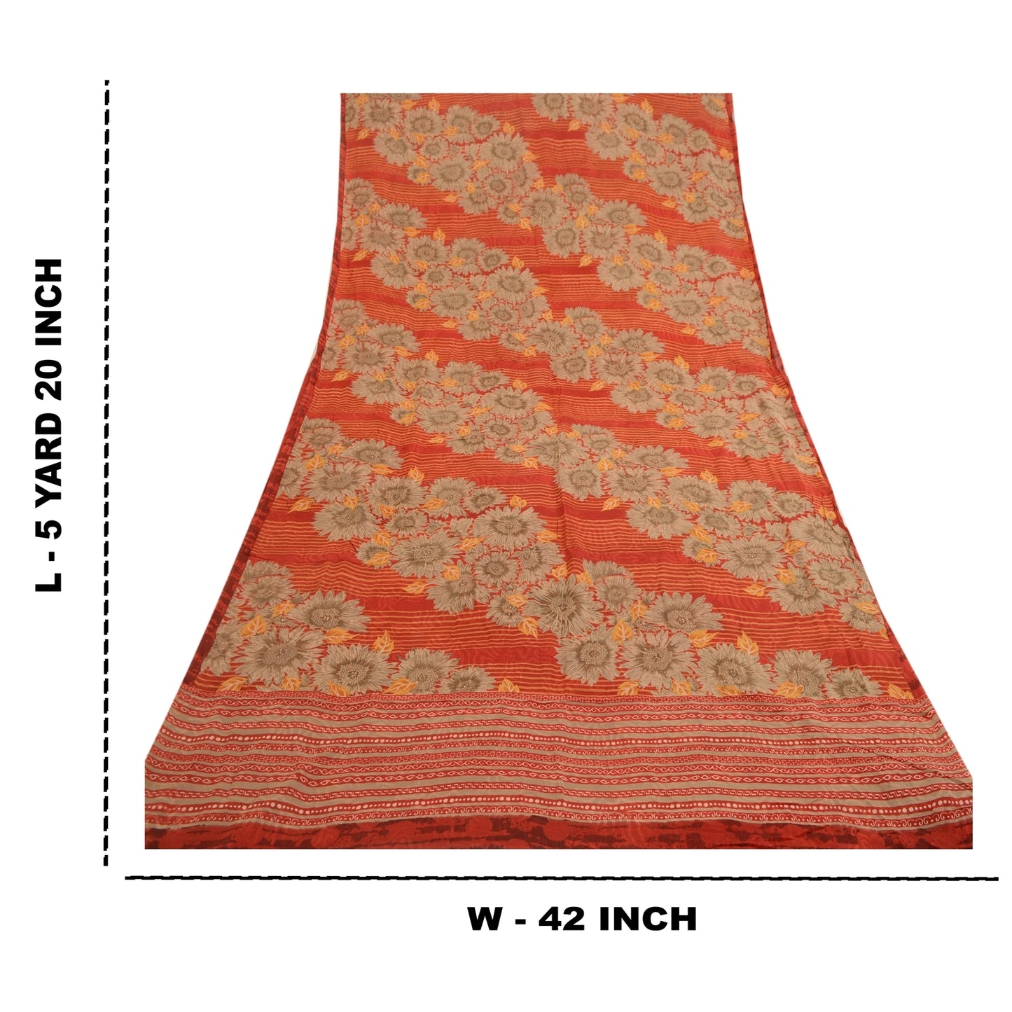 Sanskriti Vintage Sarees Indisk Rød Ren Georgette Silke Trykt Sari Håndværk Bæredygtigt Stoff