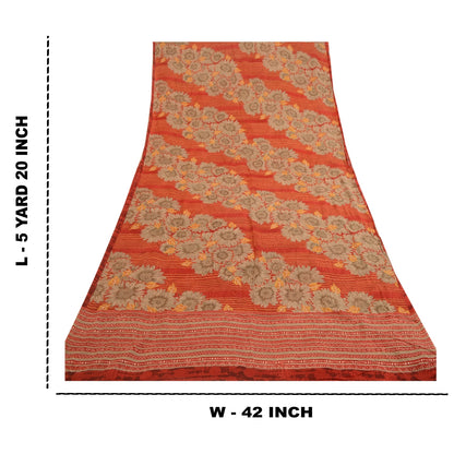Sanskriti Vintage Sarees Indisk Rød Ren Georgette Silke Trykt Sari Håndværk Bæredygtigt Stoff