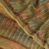 Sanskriti Vintage Sarees Green Pure Georgette Silk Printed Sari 5yd Craft Sustainable Fabric