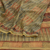 Sanskriti Vintage Sarees Green Pure Georgette Silk Printed Sari 5yd Craft Sustainable Fabric