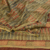 Sanskriti Vintage Sarees Green Pure Georgette Silk Printed Sari 5yd Craft Sustainable Fabric