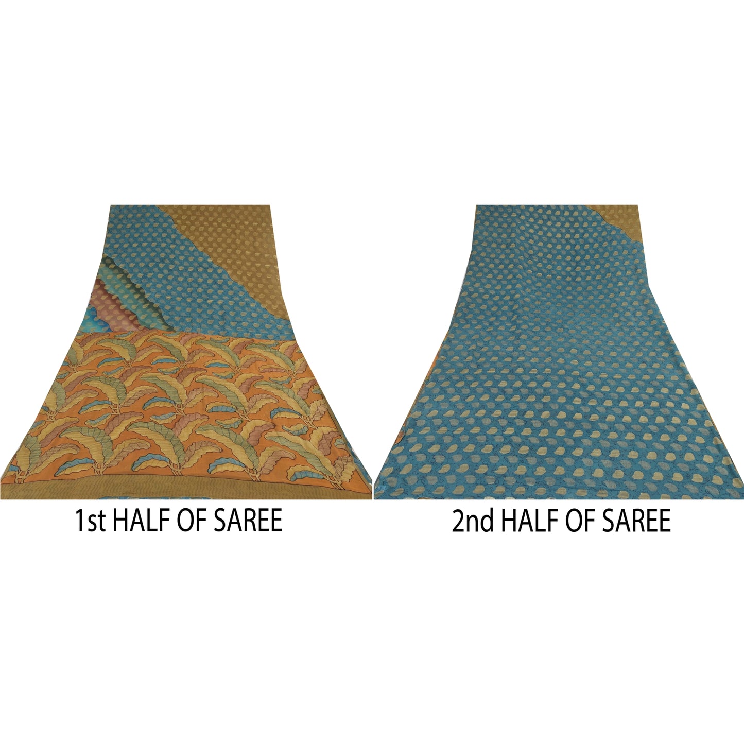 Sanskriti Vintage Sarees Blue Pure Georgette Silk Woven Printed Sari Soft Sustainable Fabric