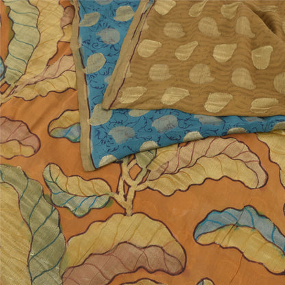 Sanskriti Vintage Sarees Blue Pure Georgette Silk Woven Printed Sari Soft Sustainable Fabric