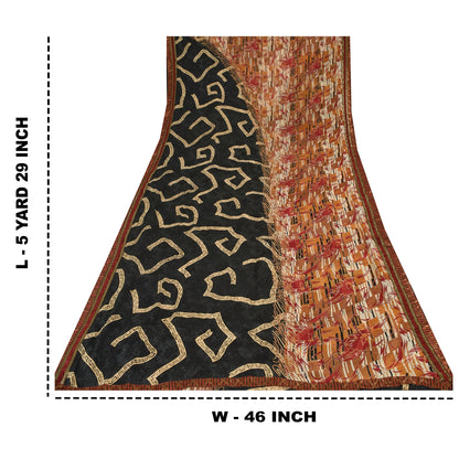 Sanskriti Vintage Blend Georgette Silk Multicolor Printed Sarees 5Yd Softcraft Fabric Bohemian Fabric For Dressmaking,Upcyclers