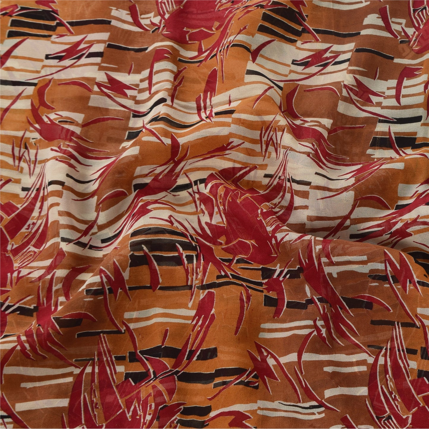 Sanskriti Vintage Blend Georgette Silk Multicolor Printed Sarees 5Yd Softcraft Fabric Bohemian Fabric For Dressmaking,Upcyclers