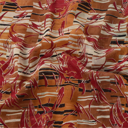 Sanskriti Vintage Blend Georgette Silk Multicolor Printed Sarees 5Yd Softcraft Fabric Bohemian Fabric For Dressmaking,Upcyclers