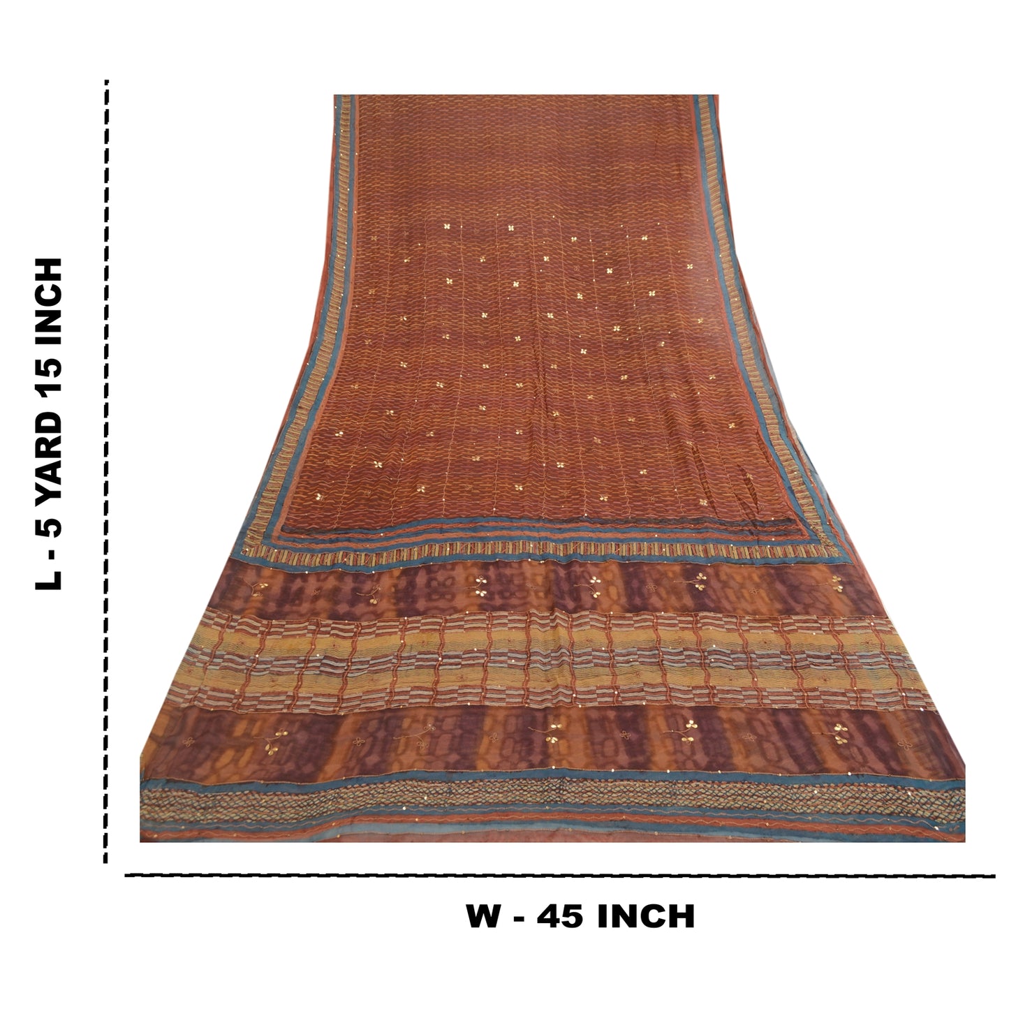 Sanskriti Vintage Sarees Multi Hand Beaded Pure Georgette Silk Sari Craft Sustainable Fabric