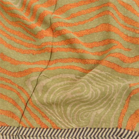 Sanskriti Vintage Sarees Orange Ren Georgette Silke Trykt Sari Håndværk Bæredygtigt Stoff