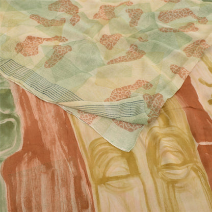 Sanskriti Vintage Sarees Multi Pure Georgette Silk Printed Sari 5yd Craft Sustainable Fabric