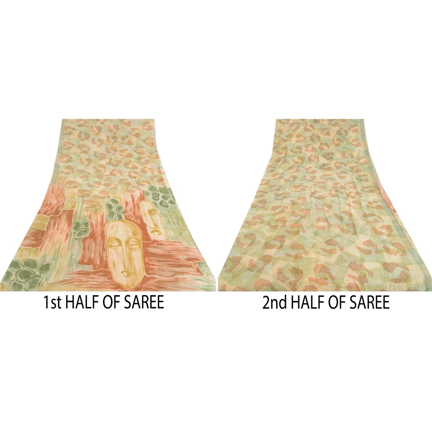 Sanskriti Vintage Sarees Multi Pure Georgette Silk Printed Sari 5yd Craft Sustainable Fabric