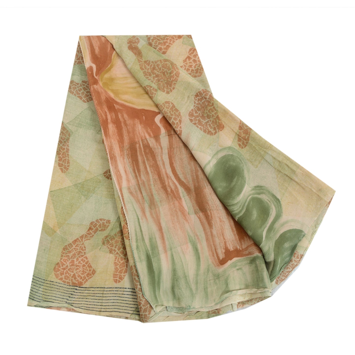 Sanskriti Vintage Sarees Multi Pure Georgette Silk Printed Sari 5yd Craft Sustainable Fabric